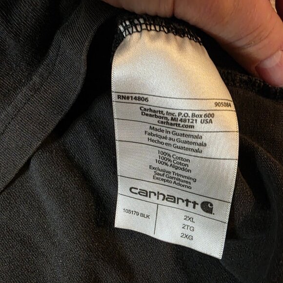 Carhartt T-Shirt Men’s 2XL Relaxed Fit Black Pocket Tee Graphic Back Logo 100% C - Picture 7 of 9